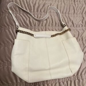 Jimmy Choo Two-Tone Cream & White Pebbled Leather Tote Shoulder Bag